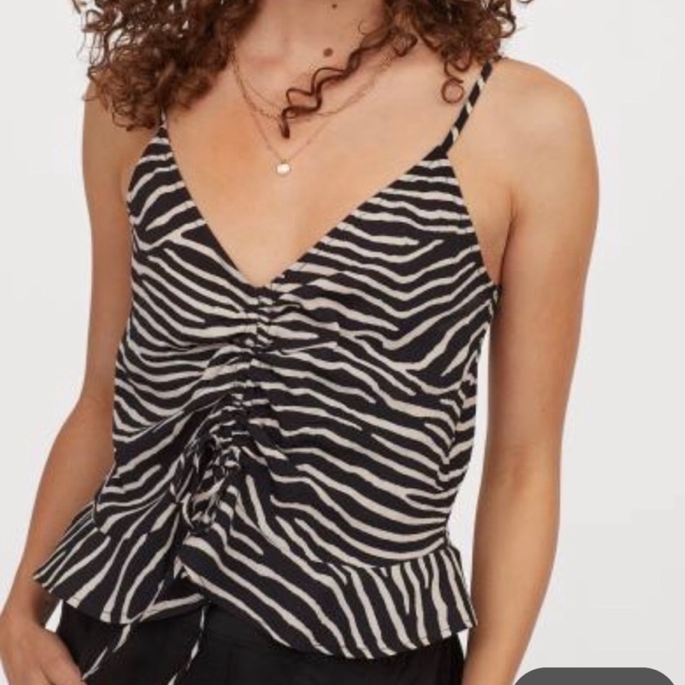 H&M Zebra Ruched Tank Top NWT